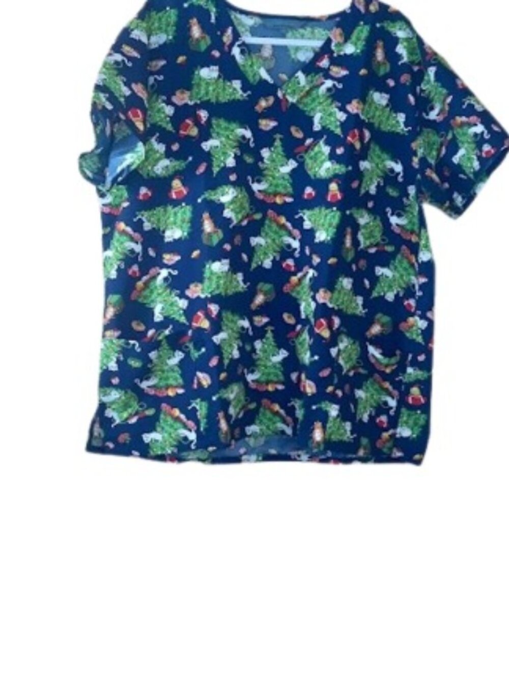 Serene Uniforms Womens Meow Naughty Christmas Scrub Top 1 Pocket Plus 2X New